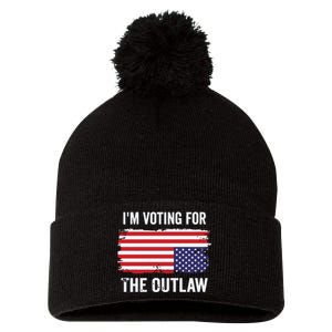 IM Voting For The Outlaw President Trump Pom Pom 12in Knit Beanie