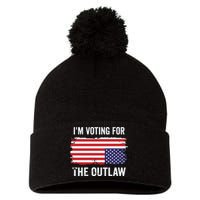 IM Voting For The Outlaw President Trump Pom Pom 12in Knit Beanie