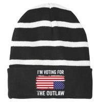 IM Voting For The Outlaw President Trump Striped Beanie with Solid Band