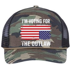 IM Voting For The Outlaw President Trump Retro Rope Trucker Hat Cap