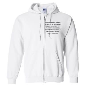 I Voted For The Rocket Scientist Full Zip Hoodie