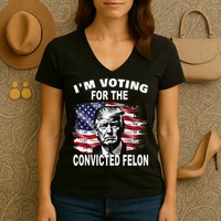 IM Voting For The Convicted Felon 2024 Women's V-Neck T-Shirt