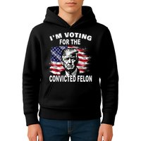 IM Voting For The Convicted Felon 2024 Kids Hoodie