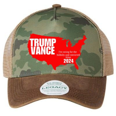 Im Voting For The Hillbilly And Convicted Felon Red Usa Map Legacy Tie Dye Trucker Hat