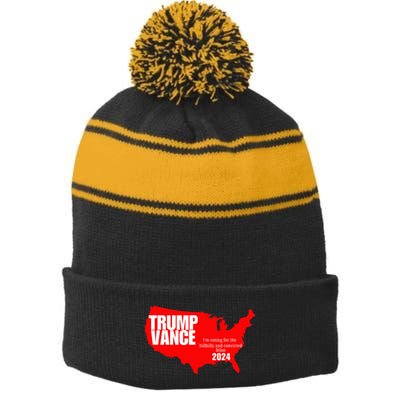Im Voting For The Hillbilly And Convicted Felon Red Usa Map Stripe Pom Pom Beanie
