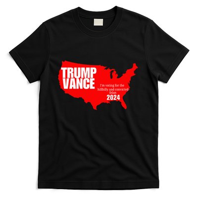 Im Voting For The Hillbilly And Convicted Felon Red Usa Map T-Shirt