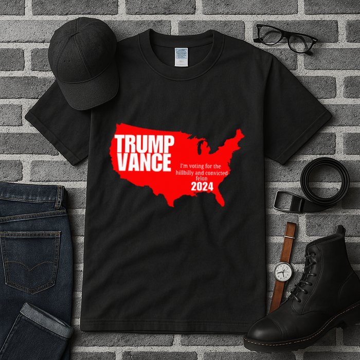 Im Voting For The Hillbilly And Convicted Felon Red Usa Map Tall T-Shirt