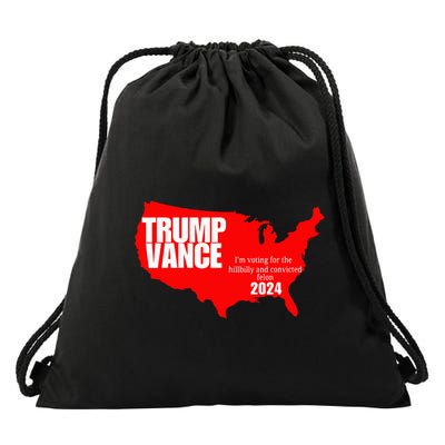 Im Voting For The Hillbilly And Convicted Felon Red Usa Map Drawstring Bag