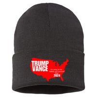 Im Voting For The Hillbilly And Convicted Felon Red Usa Map Sustainable Knit Beanie