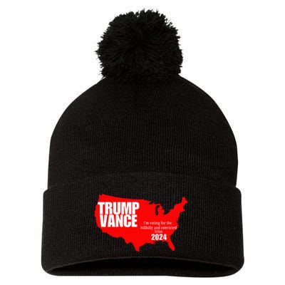 Im Voting For The Hillbilly And Convicted Felon Red Usa Map Pom Pom 12in Knit Beanie