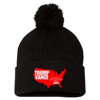 Im Voting For The Hillbilly And Convicted Felon Red Usa Map Pom Pom 12in Knit Beanie