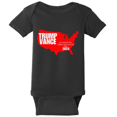 Im Voting For The Hillbilly And Convicted Felon Red Usa Map Baby Bodysuit