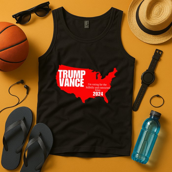 Im Voting For The Hillbilly And Convicted Felon Red Usa Map Tank Top
