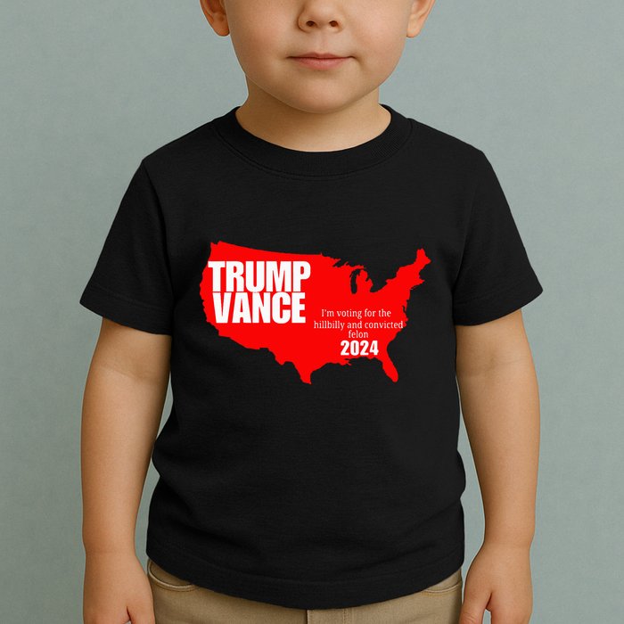 Im Voting For The Hillbilly And Convicted Felon Red Usa Map Toddler T-Shirt