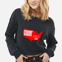 Im Voting For The Hillbilly And Convicted Felon Red Usa Map Cropped Pullover Crew