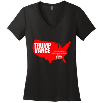 Im Voting For The Hillbilly And Convicted Felon Red Usa Map Women's V-Neck T-Shirt