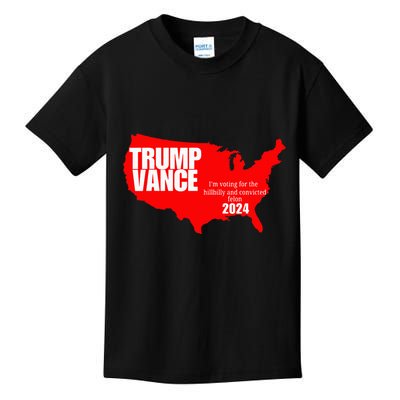 Im Voting For The Hillbilly And Convicted Felon Red Usa Map Kids T-Shirt