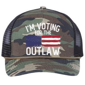 IM Voting For The Outlaw Gift Fourth Of July Trump 2028 Gift Retro Rope Trucker Hat Cap