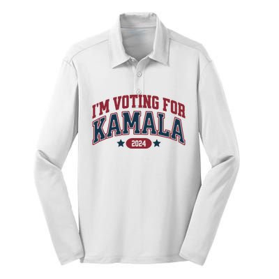 IM Voting For Kamala Harris Election Silk Touch Performance Long Sleeve Polo