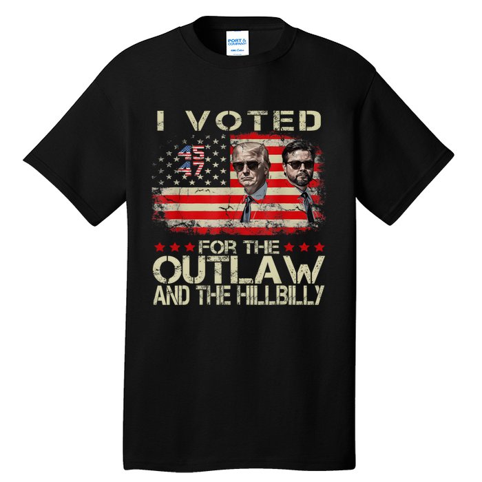 I Voted For The Outlaw And The Hillbilly 2024 Trump Victory Tall T-Shirt