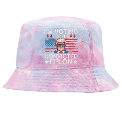 IM Voting For The Convicted Felon Funny Trump 2024 Tie-Dyed Bucket Hat