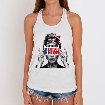 IM Voting For The Convicted Felon Women's Knotted Racerback Tank