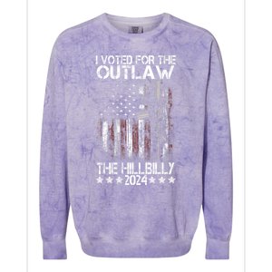 I Voted For The Outlaw And The Hillbilly President Trump 47 Colorblast Crewneck Sweatshirt