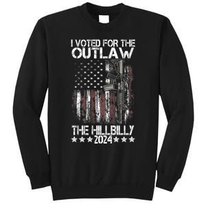 I Voted For The Outlaw And The Hillbilly President Trump 47 Tall Sweatshirt