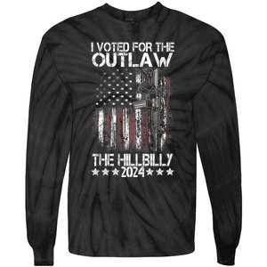 I Voted For The Outlaw And The Hillbilly President Trump 47 Tie-Dye Long Sleeve Shirt