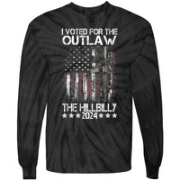 I Voted For The Outlaw And The Hillbilly President Trump 47 Tie-Dye Long Sleeve Shirt