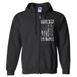 I Voted For The Outlaw And The Hillbilly President Trump 47 Full Zip Hoodie