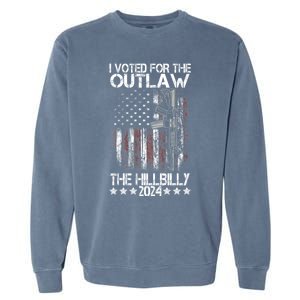 I Voted For The Outlaw And The Hillbilly President Trump 47 Garment-Dyed Sweatshirt