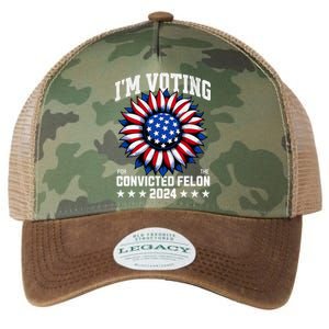 Im Voting For A Felon In 2024 Us Flag Voting Felon Legacy Tie Dye Trucker Hat