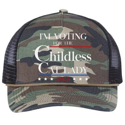 IM Voting For The Childless Cat Lady Vote For Kamala Retro Rope Trucker Hat Cap