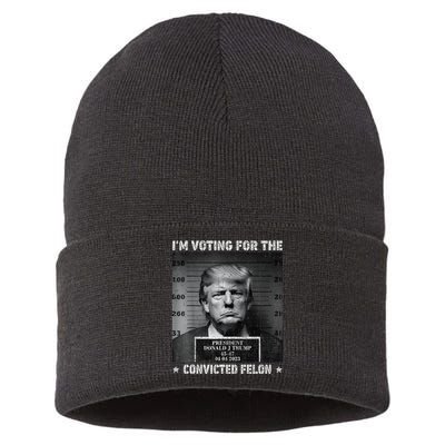 IM Voting For The Convicted Felon Funny Trump 2024 Gift Sustainable Knit Beanie