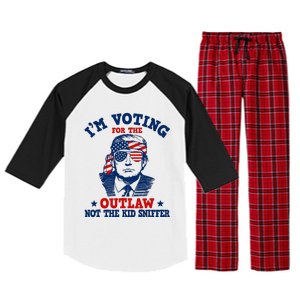 IM Voting For The Outlaw Not The Ki.D Sniffer Trump 2024 Raglan Sleeve Pajama Set