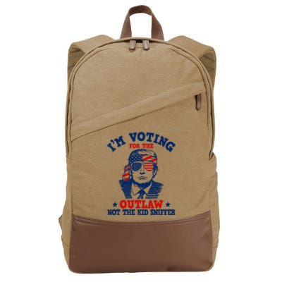 IM Voting For The Outlaw Not The Ki.D Sniffer Trump 2024 Cotton Canvas Backpack