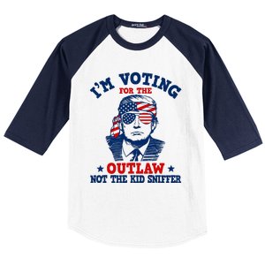 IM Voting For The Outlaw Not The Ki.D Sniffer Trump 2024 Baseball Sleeve Shirt