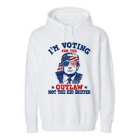 IM Voting For The Outlaw Not The Ki.D Sniffer Trump 2024 Garment-Dyed Fleece Hoodie