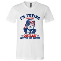 IM Voting For The Outlaw Not The Ki.D Sniffer Trump 2024 V-Neck T-Shirt