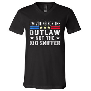 Im Voting For The Outlaw Not The Sniffer 2024 Messy Bun Gift V-Neck T-Shirt