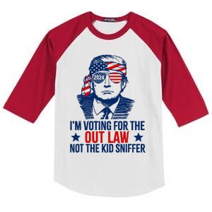 IM Voting For The Outlaw Not The Ki.D Sniffer Trump 2024 Kids Colorblock Raglan Jersey