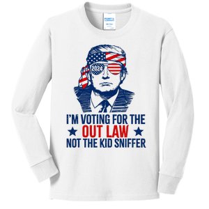 IM Voting For The Outlaw Not The Ki.D Sniffer Trump 2024 Kids Long Sleeve Shirt