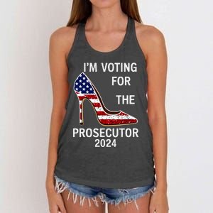 I’M Voting For The Prosecutor High Heel Stilettos Us Flag Women's Knotted Racerback Tank