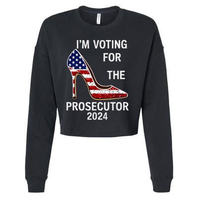 I’M Voting For The Prosecutor High Heel Stilettos Us Flag Cropped Pullover Crew