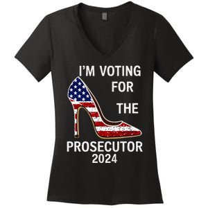 I’M Voting For The Prosecutor High Heel Stilettos Us Flag Women's V-Neck T-Shirt