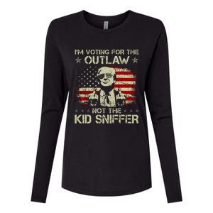 IM Voting For The Outlaw Not The Ki.D Sniffer Trump 2024 Womens Cotton Relaxed Long Sleeve T-Shirt