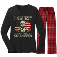 IM Voting For The Outlaw Not The Ki.D Sniffer Trump 2024 Women's Long Sleeve Flannel Pajama Set 