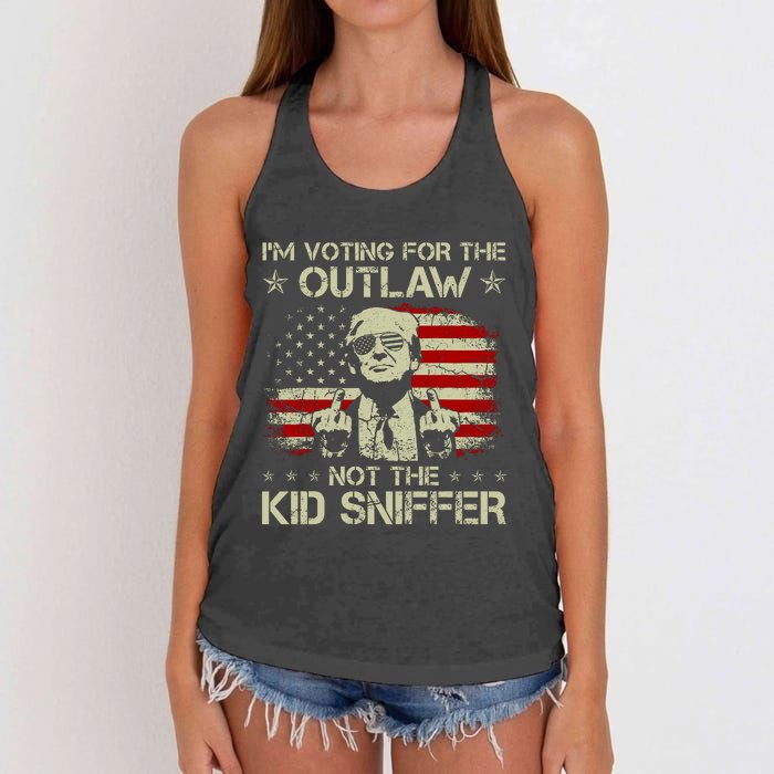 IM Voting For The Outlaw Not The Ki.D Sniffer Trump 2024 Women's Knotted Racerback Tank