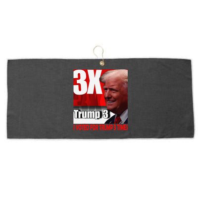 I Voted For Trump 3 Times Large Microfiber Waffle Golf Towel